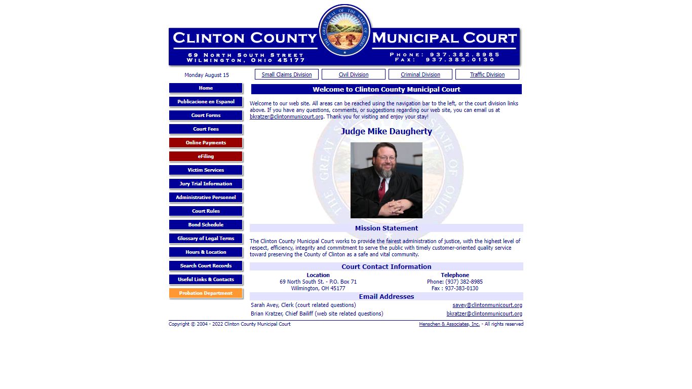 Clinton County Municipal Court - Payment Search